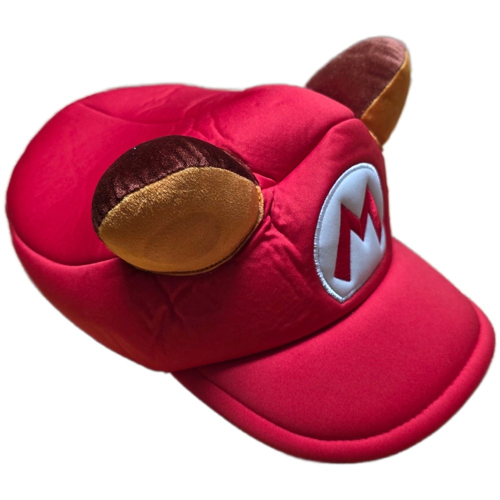 Super Mario Bros. Racoon Mario Hat Unisex One Size Red Ears Logo Fits‎ Most
